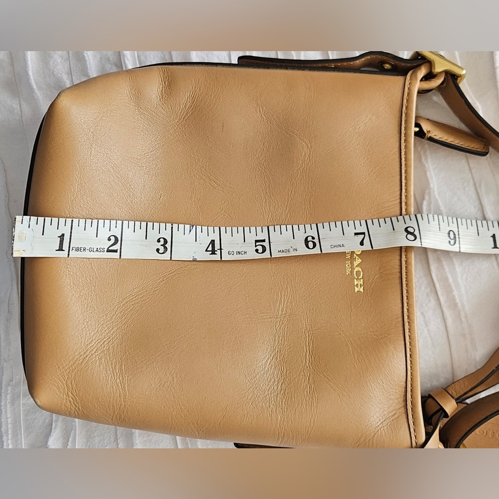 Coach Tan Leather Crossbody Bucket Bag with Tassel. In perfect condition. - Picture 9 of 11
